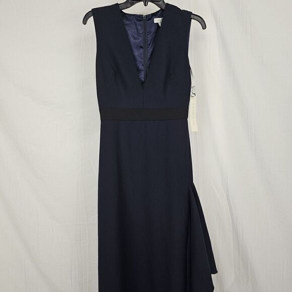 ML Monique Lhuillier NWT MSRP $395 Ruffled Deep V-neck Crepe Gown Size 2 - Picture 5 of 11